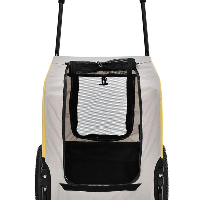 Small & Medium Sized Pet Stroller Durable Frame Pet Bike Trailer Cat Dog Bicycle Carrier with Non-Slip Floor & Internal Leash