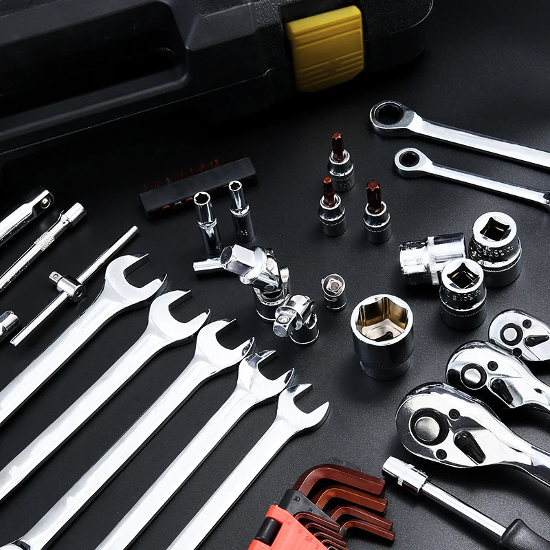 205 Piece Box Organizer Storage Case Combination Mixed Pliers Hand Tools Set Kit Mechanics Socket Wrench Auto Repair Tool Sets