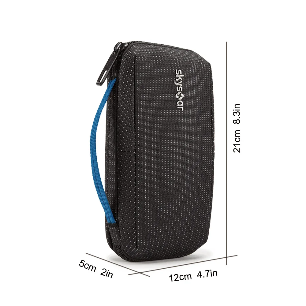 Simple Fashion Nylon Fabric Multi-purpose 2-in-1 Travel Zippered Wallet Electronics Organizer Pouch Travel Passport Pouch