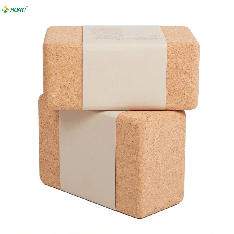 HUAYI Cork Yoga Blocks 2 Pack Set, High Density Natural Cork Block, Performance Grade Yoga Bricks with Non Slip Surface