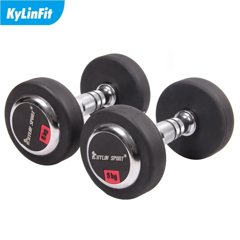 Deluxe Weight Lifting Solid Rubber Or Pu Iron Urethane Coated Dumbbell