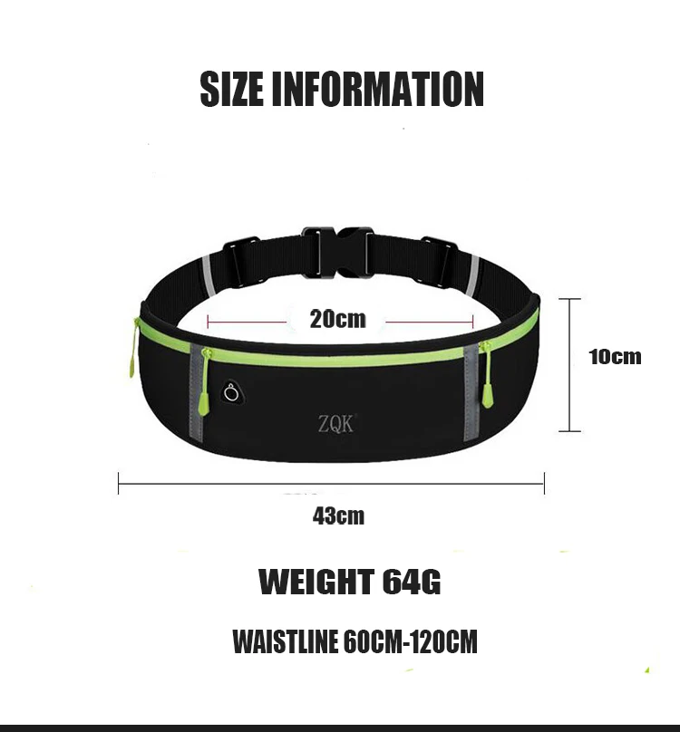 HUALIAN Sports Hiking polyester Unisex Waterproof Outdoor Waist bag Bum bag running belt for Mobile phone Belt bag