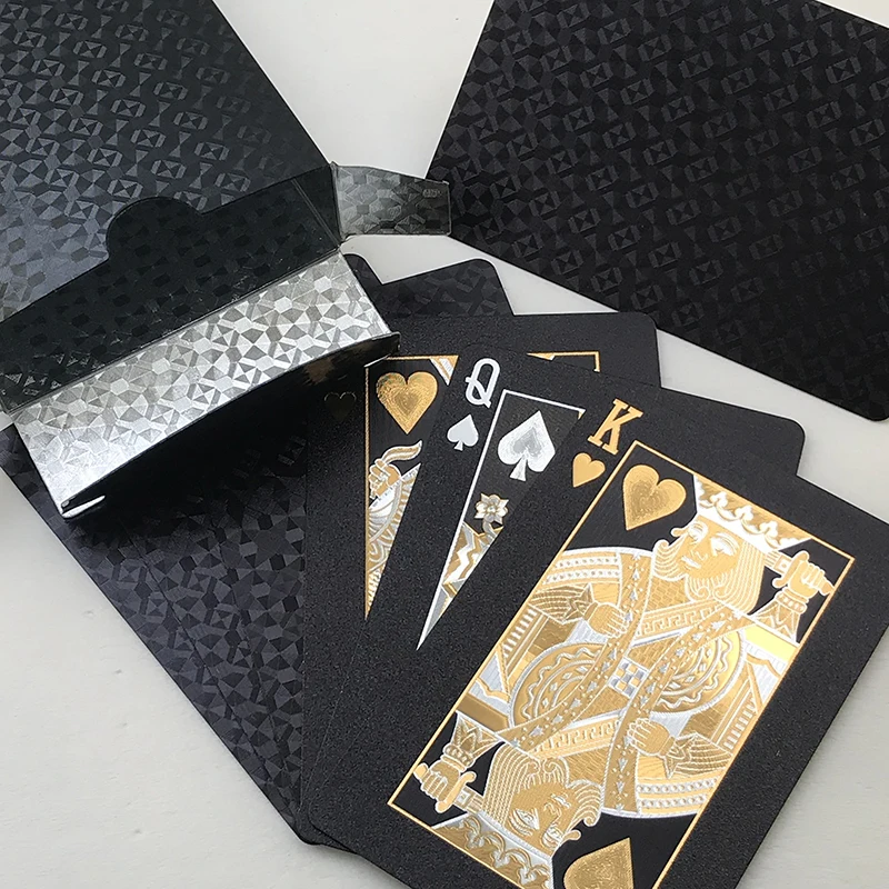 
GS-18178 Color Printing Playing Cards Black Foil PET Poker Cards 