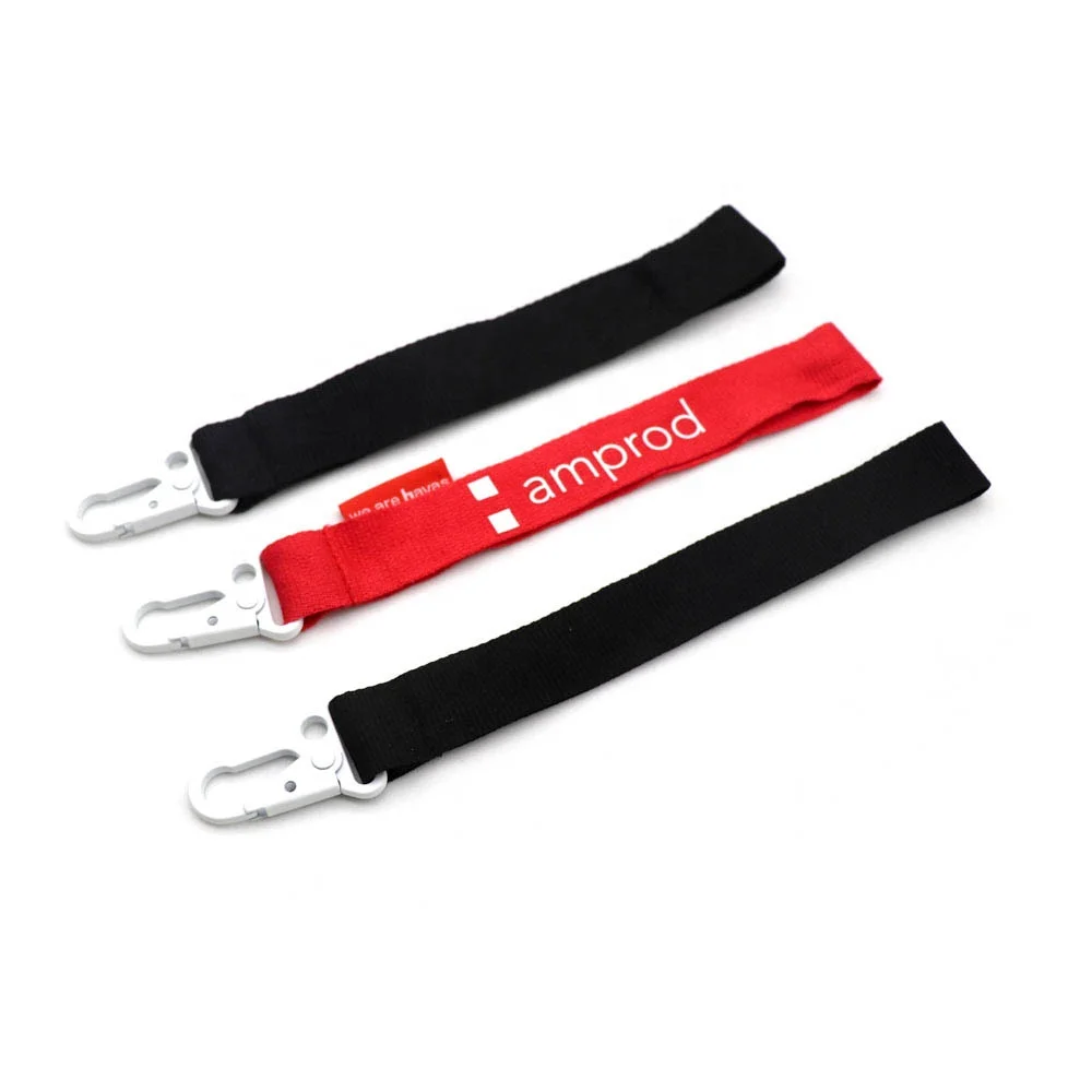
High Quality Carabiner Lanyard Short Lanyard with White Metal Buckle Wrist Bamboo Lanyard For Keys 