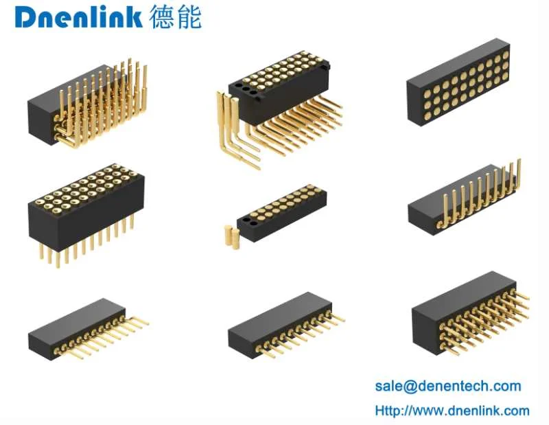 Dnenlink 2.54mm pitch Single Row H2.5mm Concave contact  Right Angle Female Header DIP type PogoPin header