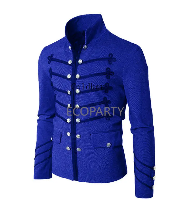 3XL Adult Man Purim Victorian Gothic Style Jacket Zipper Christian Medieval Knight Solid Middle Ages Male Carnival Clothing ecop
