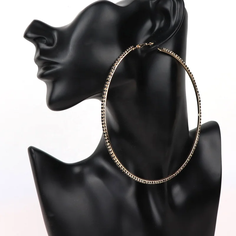 Hot 100mm Big Diamond Hoop Earrings  Gold And Silver Plated  colorized Earrings