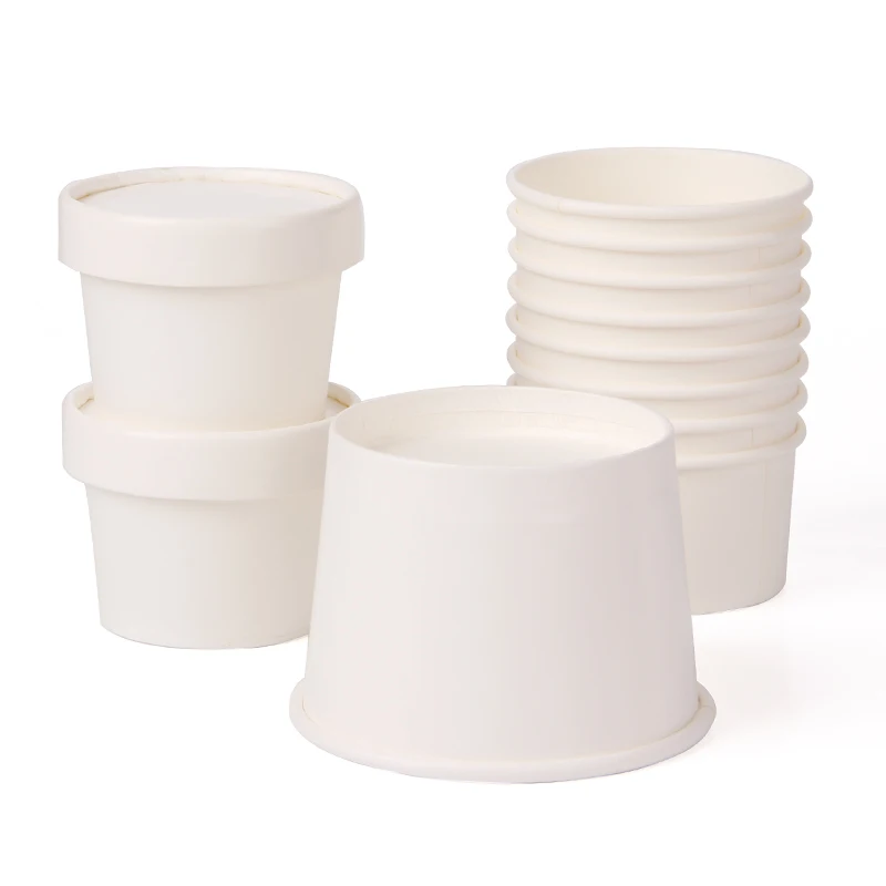 Одноразовый бумажный стаканчик для мороженого с бумажной крышкой, миска для замороженного йогурта 2 унции/4 унции