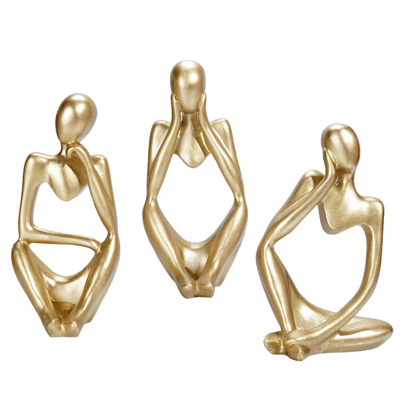 3 in 1 Nordic style resin Thicker ornament mini abstract figure sculpture home living room TV cabinet table decoration