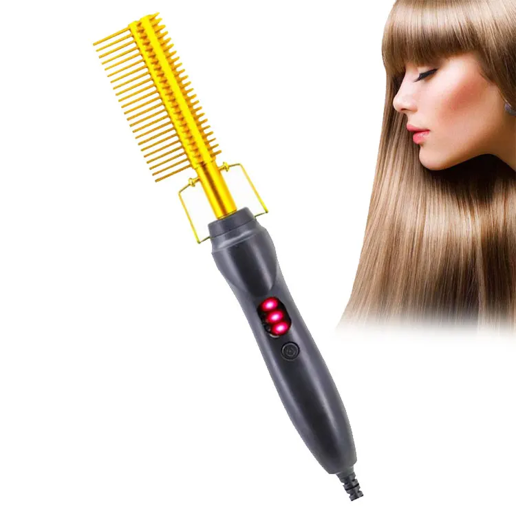 
custom pressing brass curling stove iron hair straightener electric hot comb 