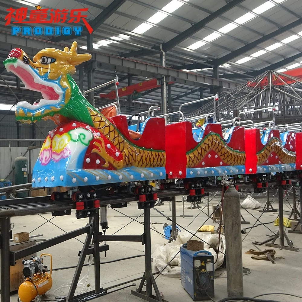 Amusement park cheap mini backyard roller coaster slide dragon train rides for kids