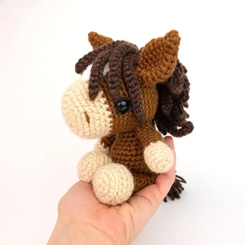 Crochet Baby Tiny Toys Knit Stuffed Handmade Farm Animals Amigurumi Horse Crochet Horse