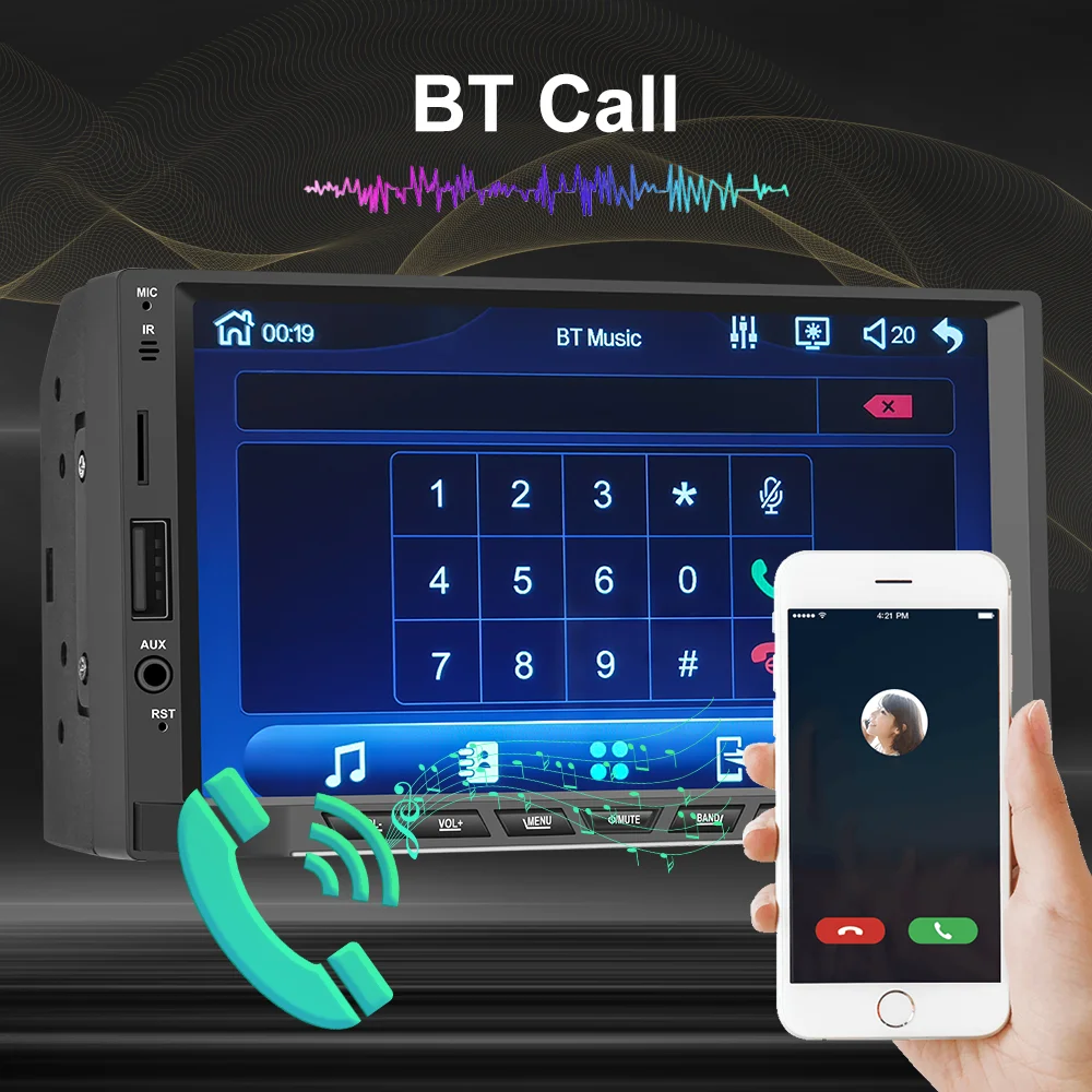  Podofo Прямая поставка 7 'автомобильное радио 2Din автомобильное аудио CarPlay стерео Wifi BT FM с Android Авто MP5