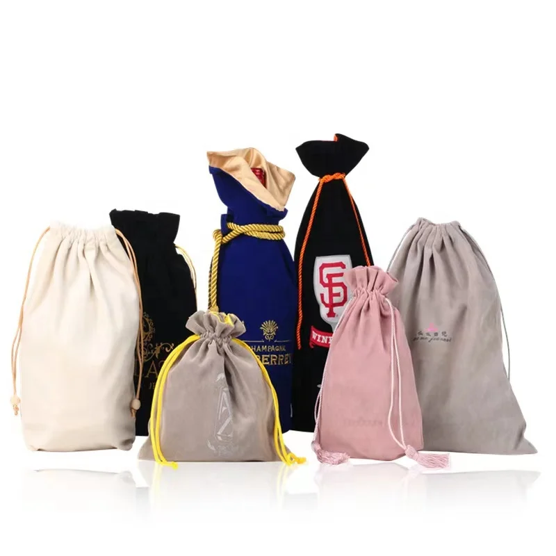 2022 New Design Customized Logo Dust Bag Printing Logo Pouch Wholesale Velvet Drawstring Gift Bag