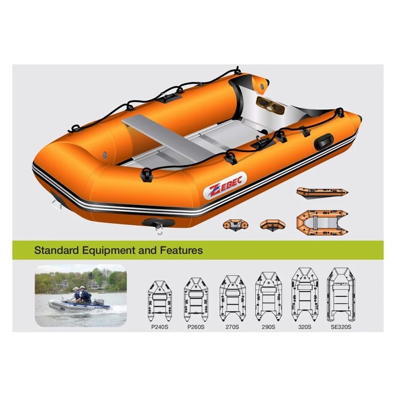 Zebec Kxone PVC Inflatable Kayak Canoe fishing rubber boat cheap assault boat for sale