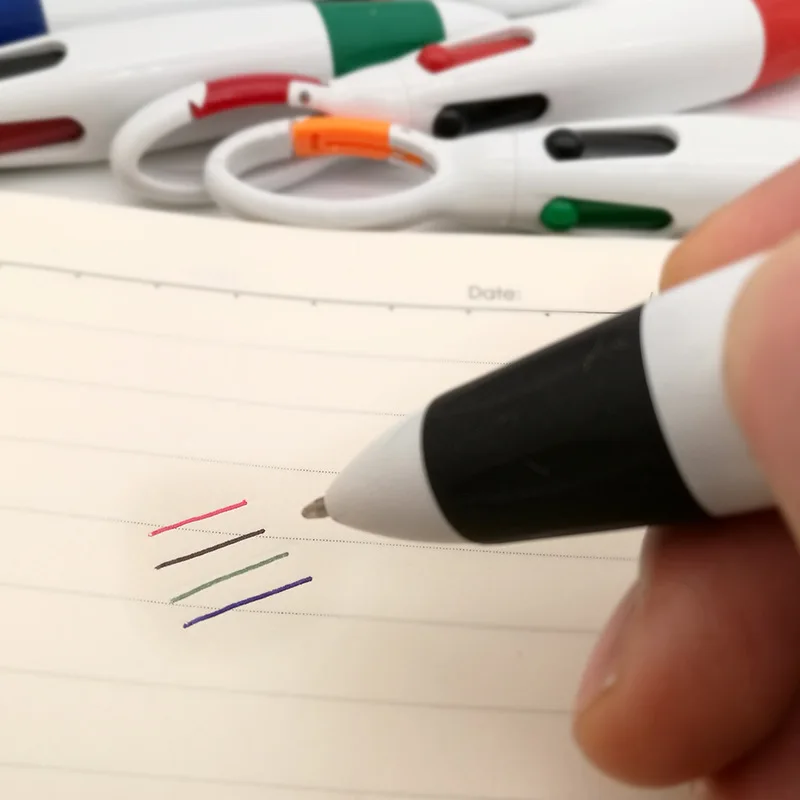Шариковая ручка Rocket Writer 4 цвета шариковая с карабином черные синие зеленые и красные