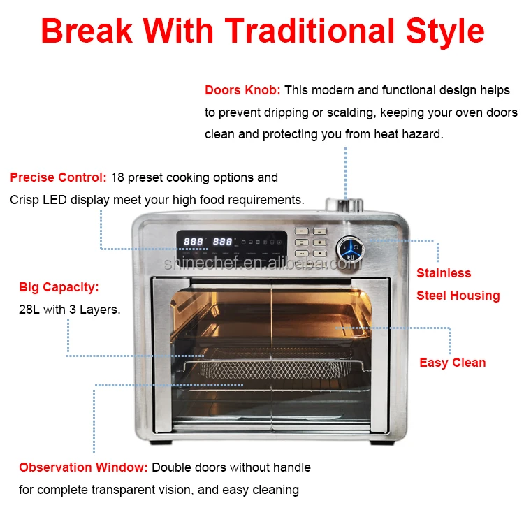 12L 15L 20L 23L 25L 28L 30L Freidora De Aire No Oil Electric Smart Deep Fryer Touch Screen Digital Air Fryer Toaster Oven Combo