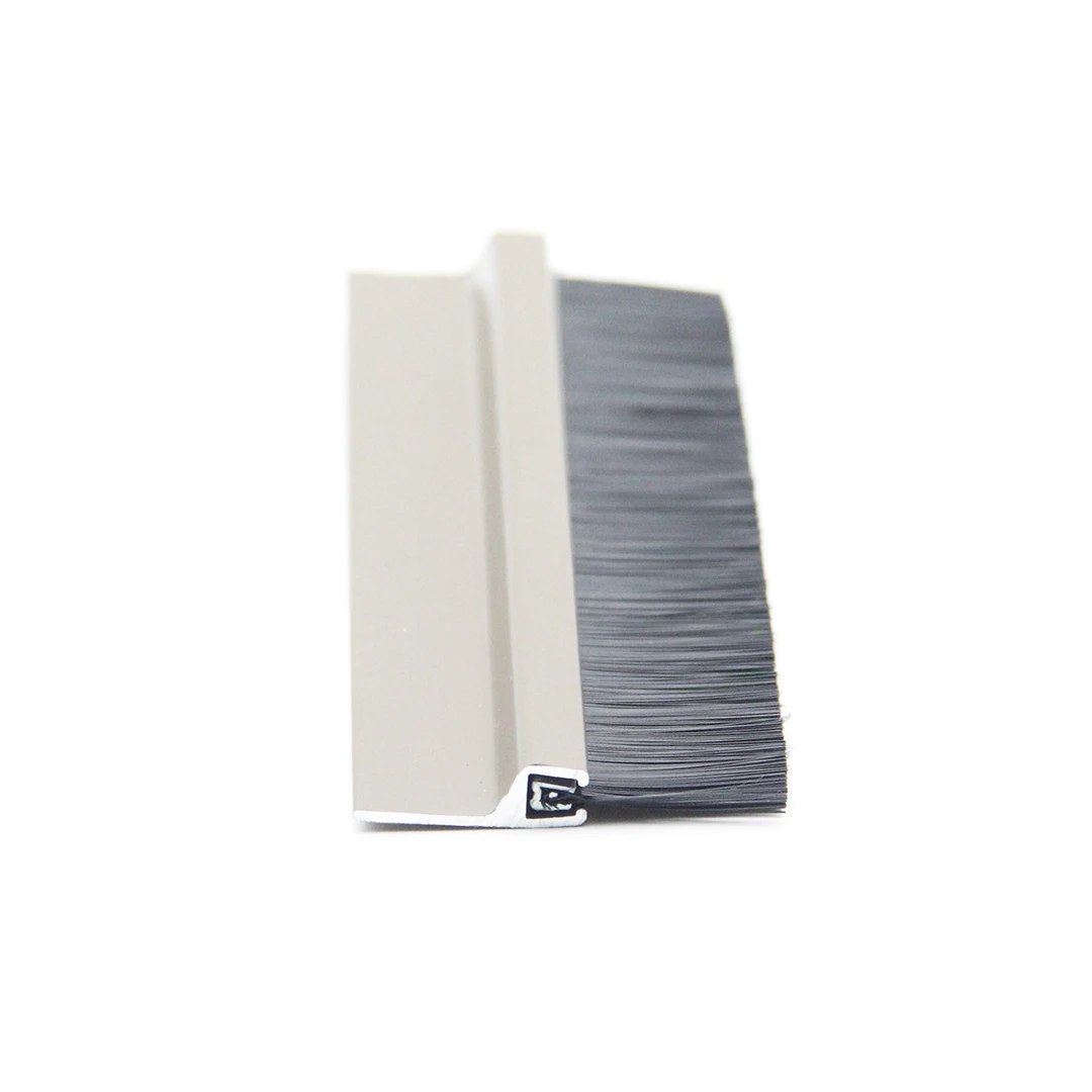 Brown metal Nylon Bristle brush strip sweep for door bottom/gate