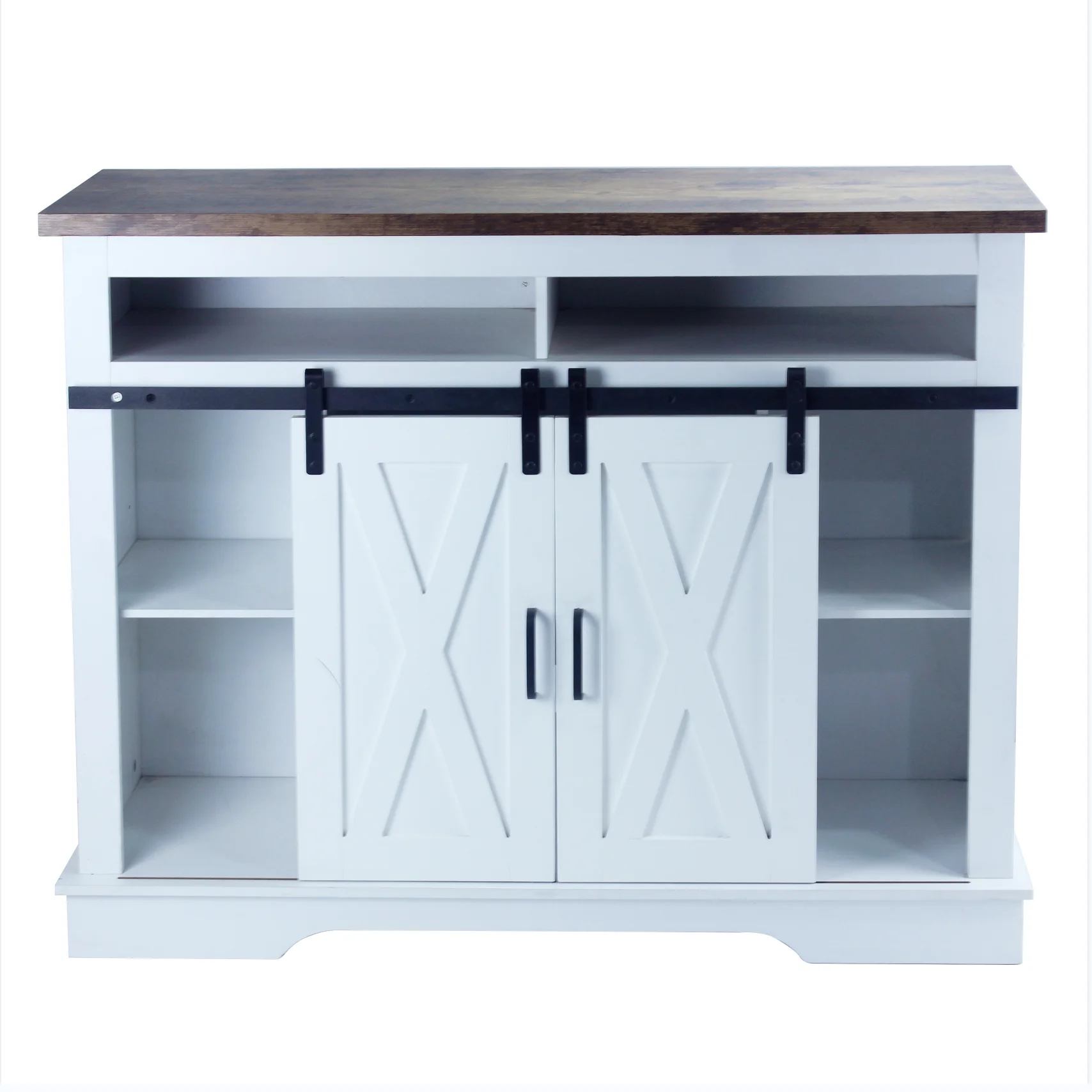 Living Room Entryway Console Table with Storage Cabinet Wooden Farmhouse Sliding Door TV Stand for TV