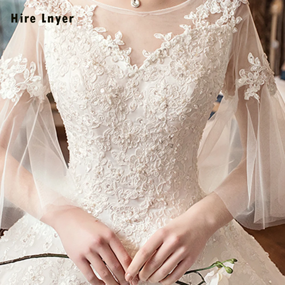 Robe Mariage China Custom Made Short Sleeve Lace Up Back Beading Sequins Appliques Ball Gown Wedding Dresses Plus Size Gelinlik