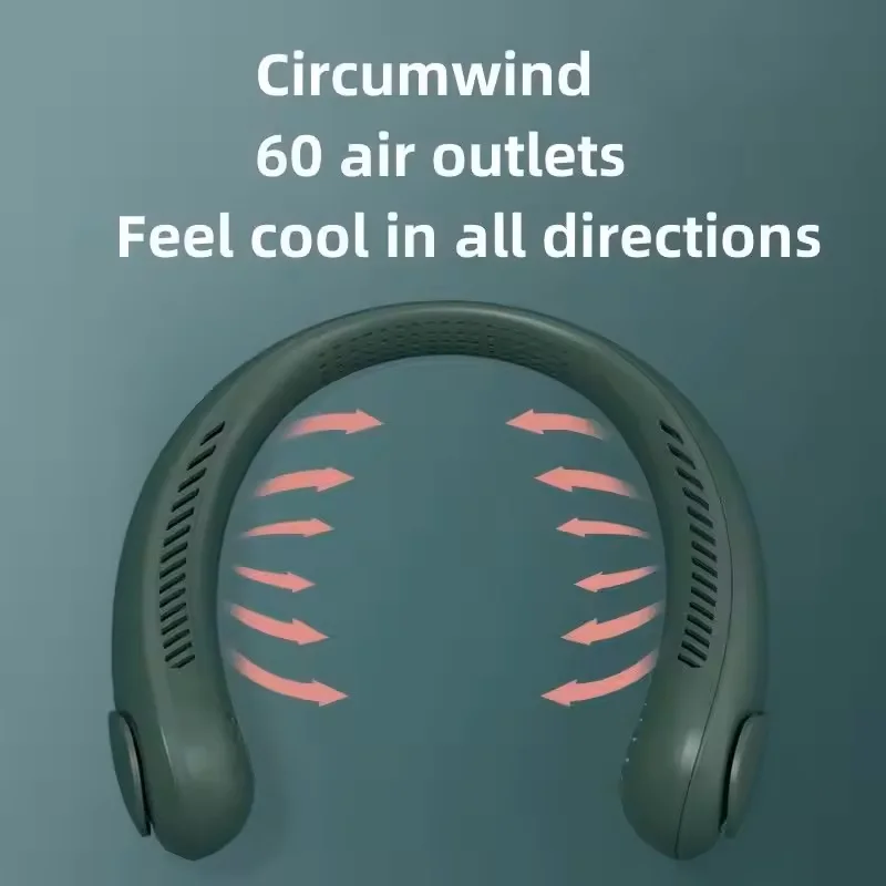Wholesale Neck fan blade free portable outdoor hands-free rechargeable 2000mAh battery for both male and female use
