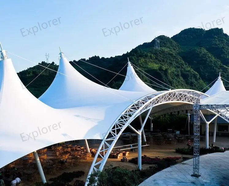 Pvdf Membrane Structure Tension Membrane Sunshade  Canopy