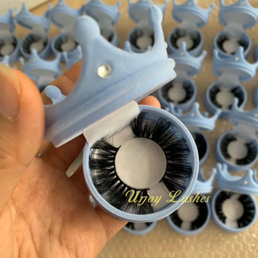 crown eyelashes package box lashes 3d mink wholesale vendor 2020 25mm eyelashes magnetic mink eye lash sets