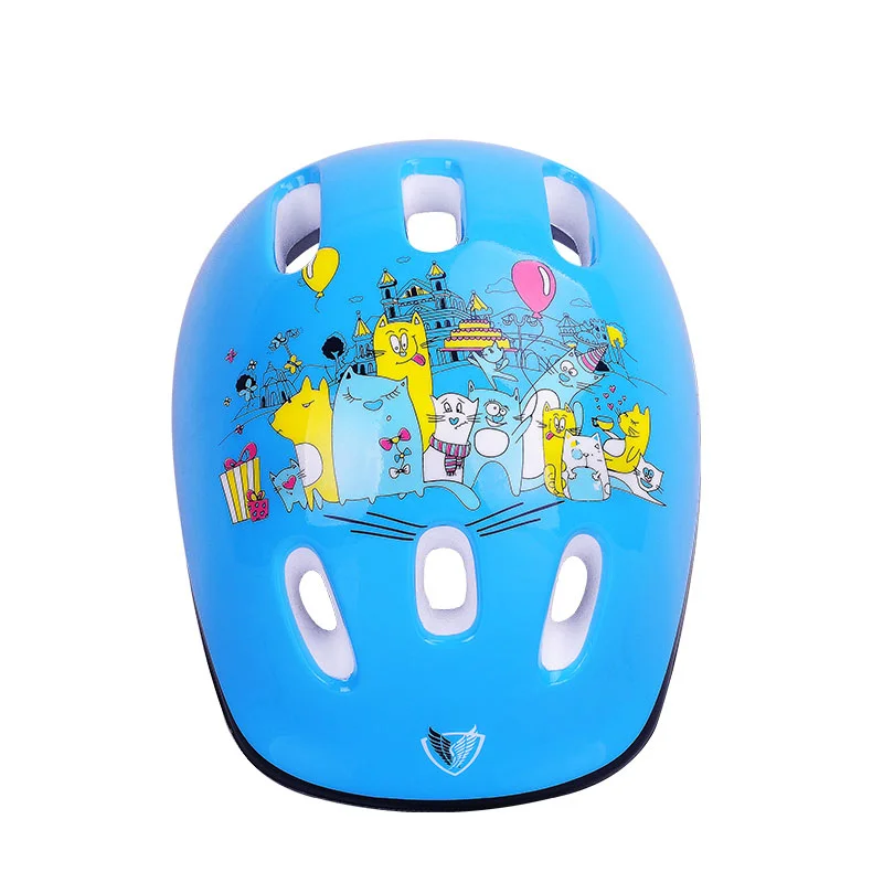 Cute blue pink red outdoor sporting safety helmet skating biking scooter helmet for kids