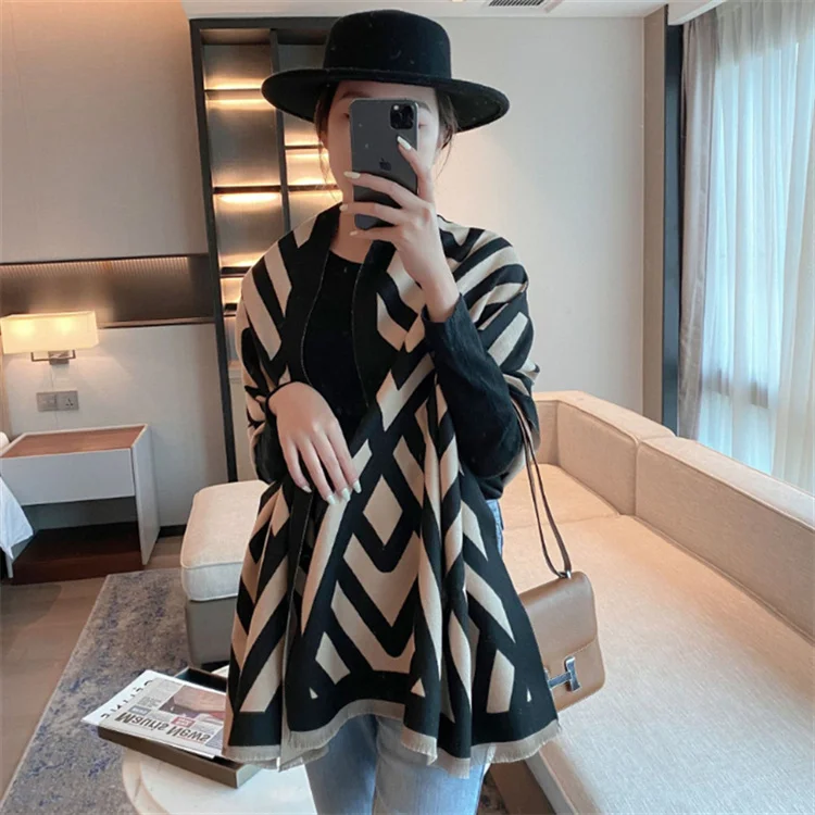 Autumn Winter Luxury Comfortable Warm Faux Cashmere Shawl for Women