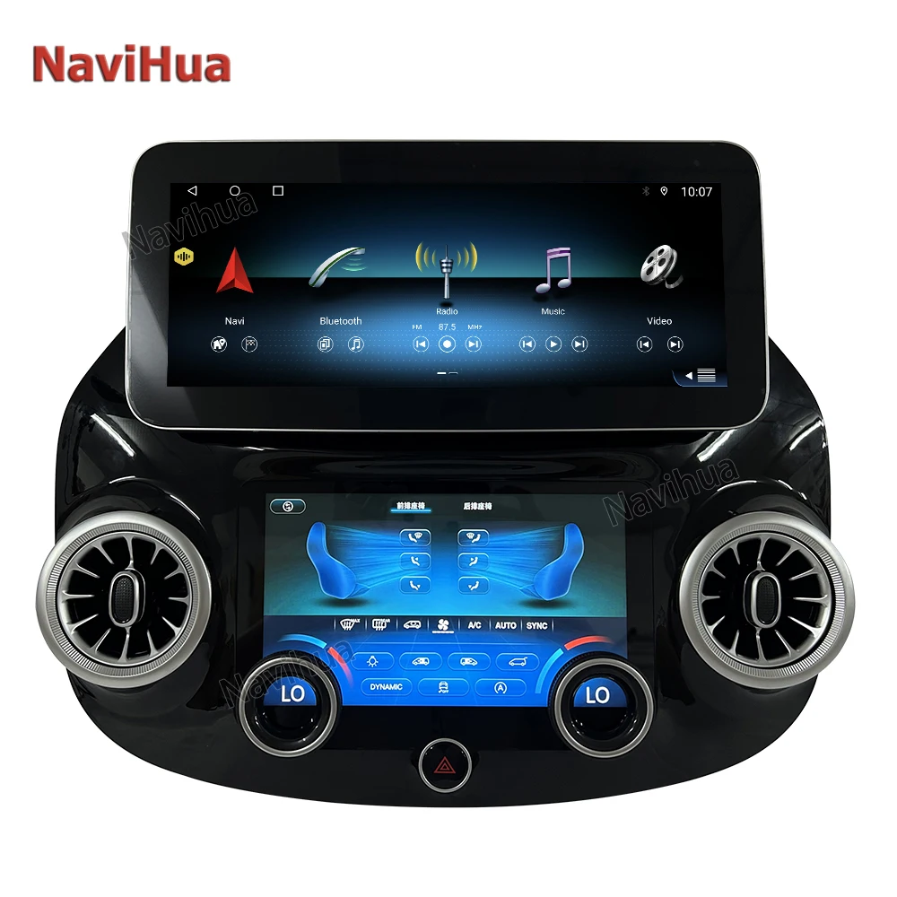Navihua Android radios para carro auto estereo bluetooth with AC Panel for Mercedes Benz Vito 12.3 Multimedia AC ClimateControl