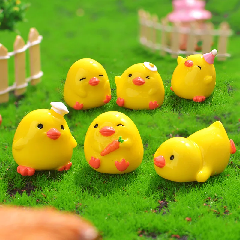 New Cute Chef Duckling Micro Landscape Desktop Ornaments Cartoon Cheer Holding Radish Duck DIY Small Accessories resin craft