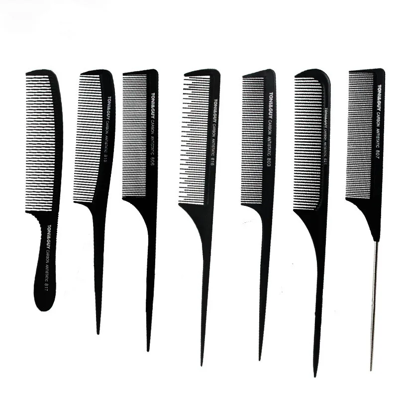 Professional Salon Hairdressing Tool Custom Barber Comb Cutting Styling Comb Heat Resistant Teasing Carbon Black Hair Comb