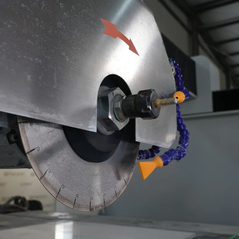Multifunctional easy operation granite marble quartz artificial stone bridge saw 5 axis cnc cutting machine with milling cutter