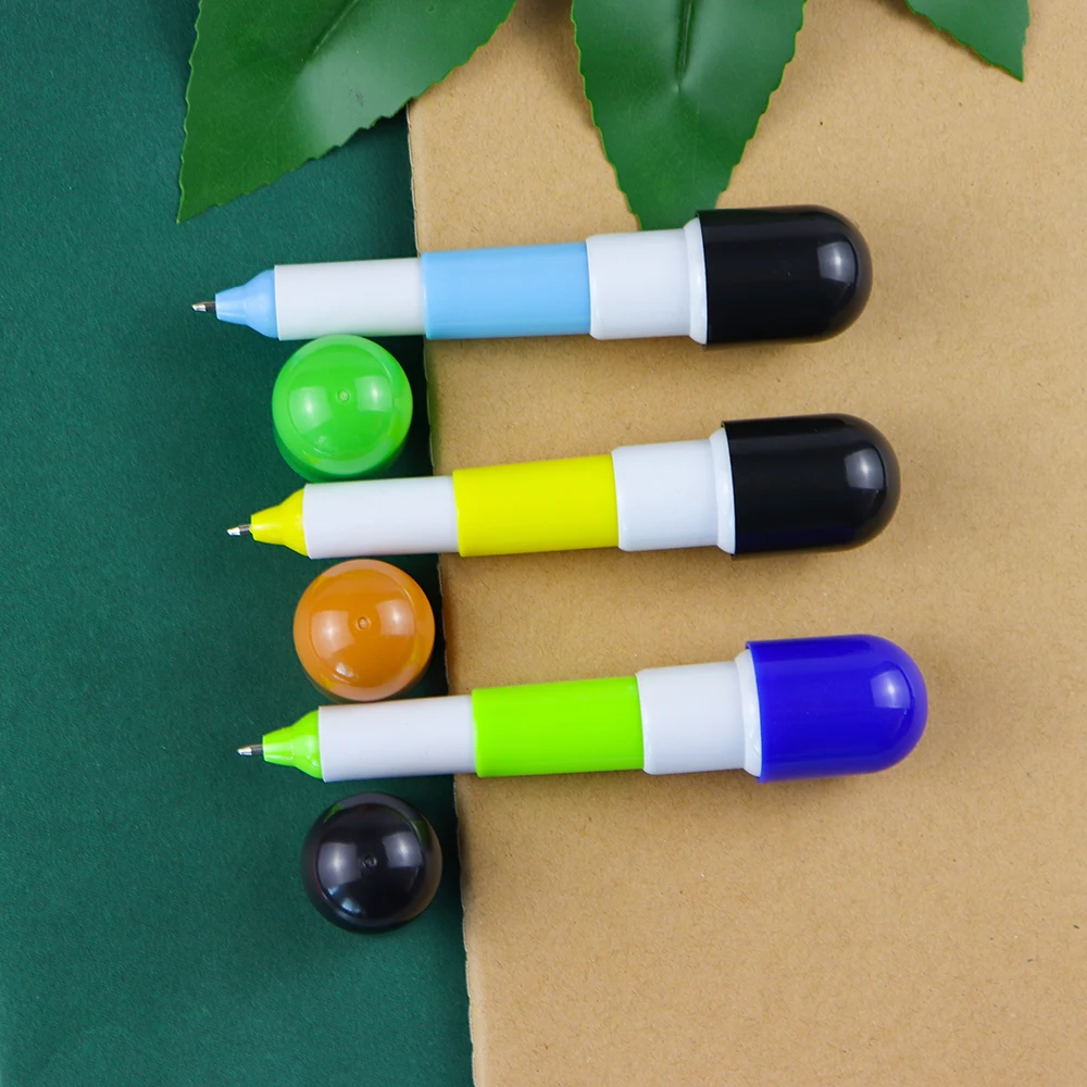 Оптовая продажа милые Креативные канцелярские кавайные рекламные ручки витаминные капсулы маркеры