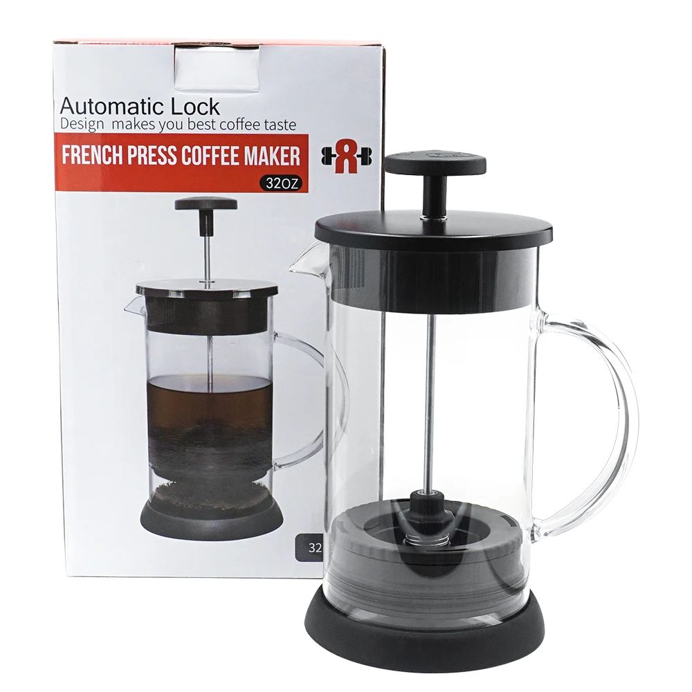 Factory-Priced Eco-Friendly French Press Coffee Maker Pyrex Copper & Stainless Steel with Metal Rack Hand-Use Tea-Type Device