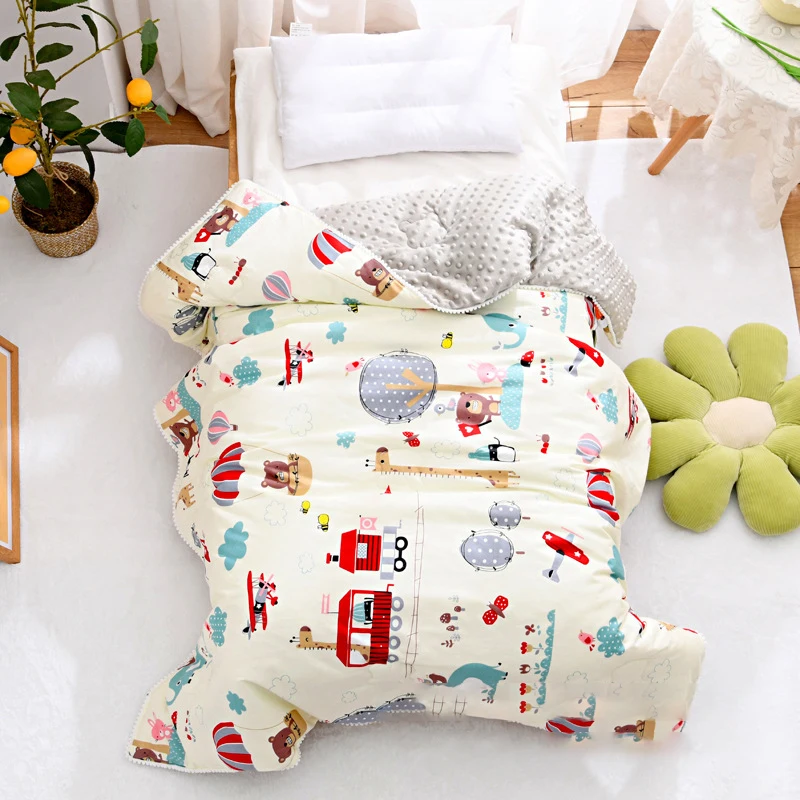 Double Sided Design Comforter Premium Cotton Filling Newborn Woven Quilt Blanket For Kids Babies Toddlers