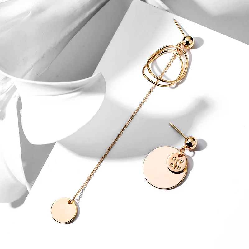 2021 new style AB asymmetric earrings temperament tassel long earrings