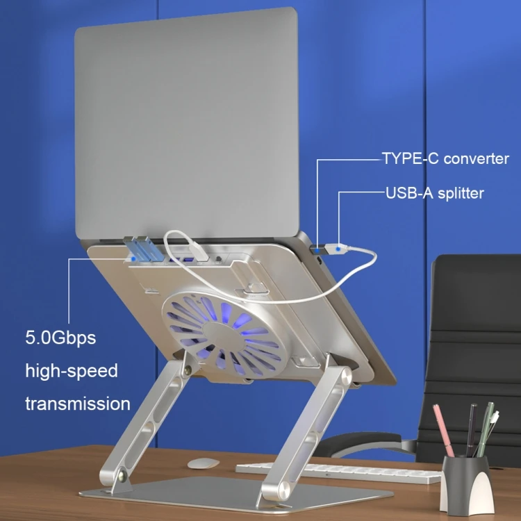 Best Quality Aluminum Alloy Laptop Stand Foldable Multifunctional Adjustable Laptop Folding Stand With Cooling fan