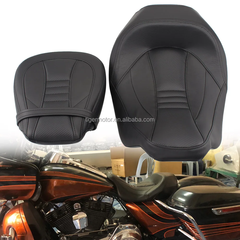 Motorcycle Front Rear Driver Passenger Wide Solo Seat For Harley Touring CVO Street Glide Road King Special Classic 2009-2021