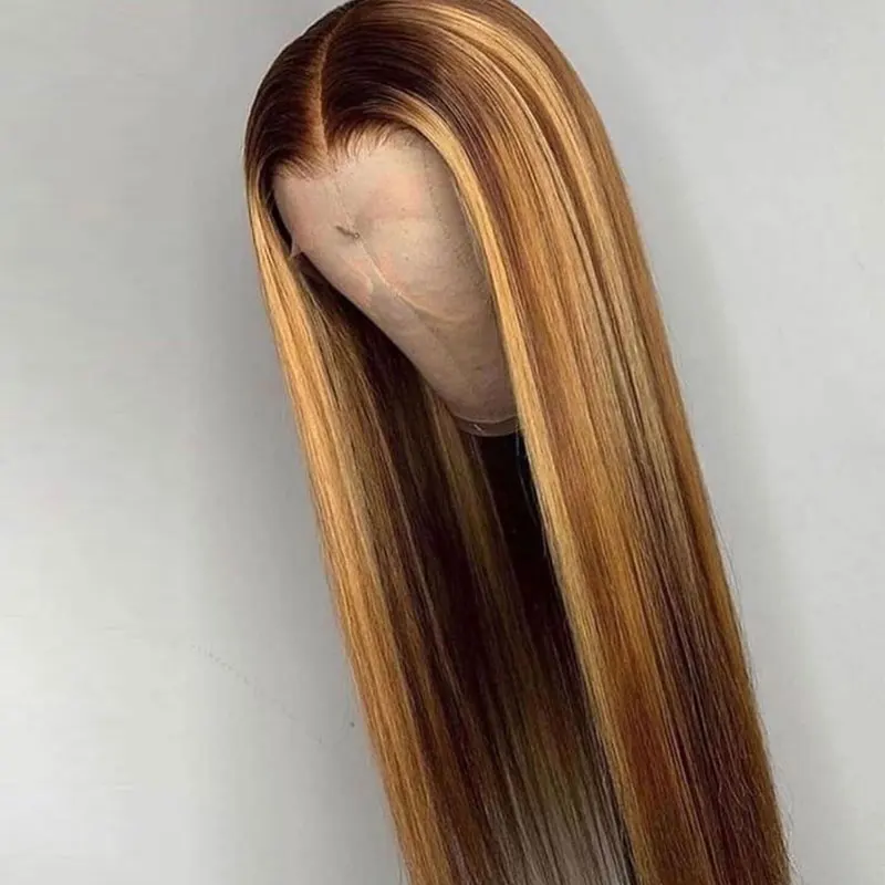 HaiYi customized highlight honey blond colorful natural wigs human hair lace front wigs for black women