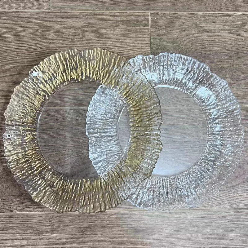 Transparent Charger Plates Gold Wedding Round Charger Plates Vintage Plastic Plate For Wedding Banquet Events