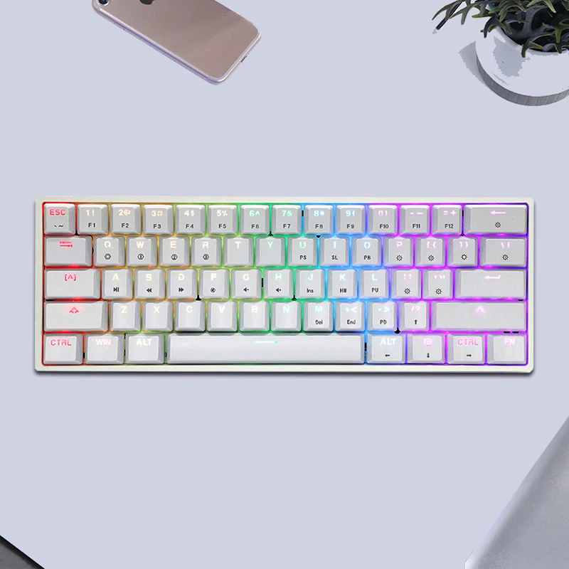 
GK61 SK61 colorful office hot swappable portable backlit computer 60 percent gaming mechanical keyboard 