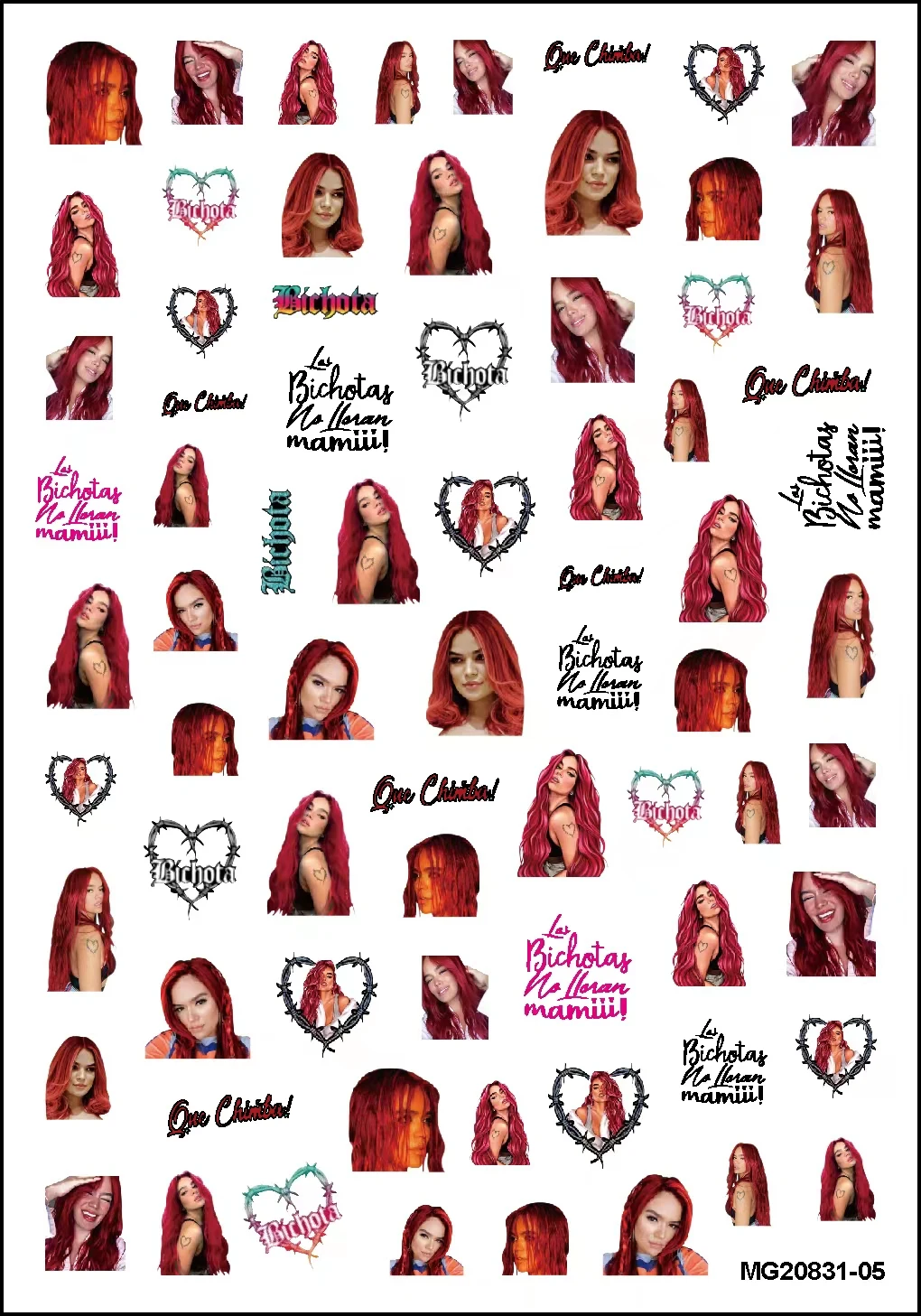 New MG series karol g nail decals bad bunny Nail adhesive stickers