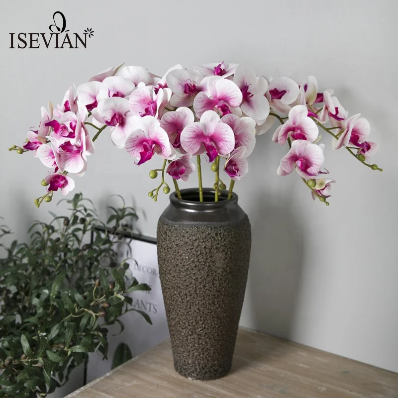  ISEVIAN искусственные 3D принты настоящие на ощупь цветы латексная Орхидея