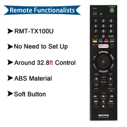 RMT-TX100U - Replacement Tv Remote Control Universal For All Sony Bravia LCD LED HD smart TVs with Netflix shortcut buttons