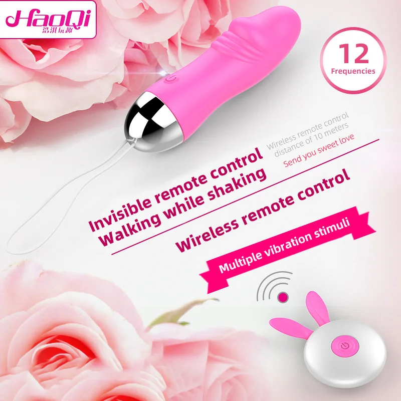 Adult sex Products Wireless Remote control silicone 12 frequency dildo shape pink small size vibrators