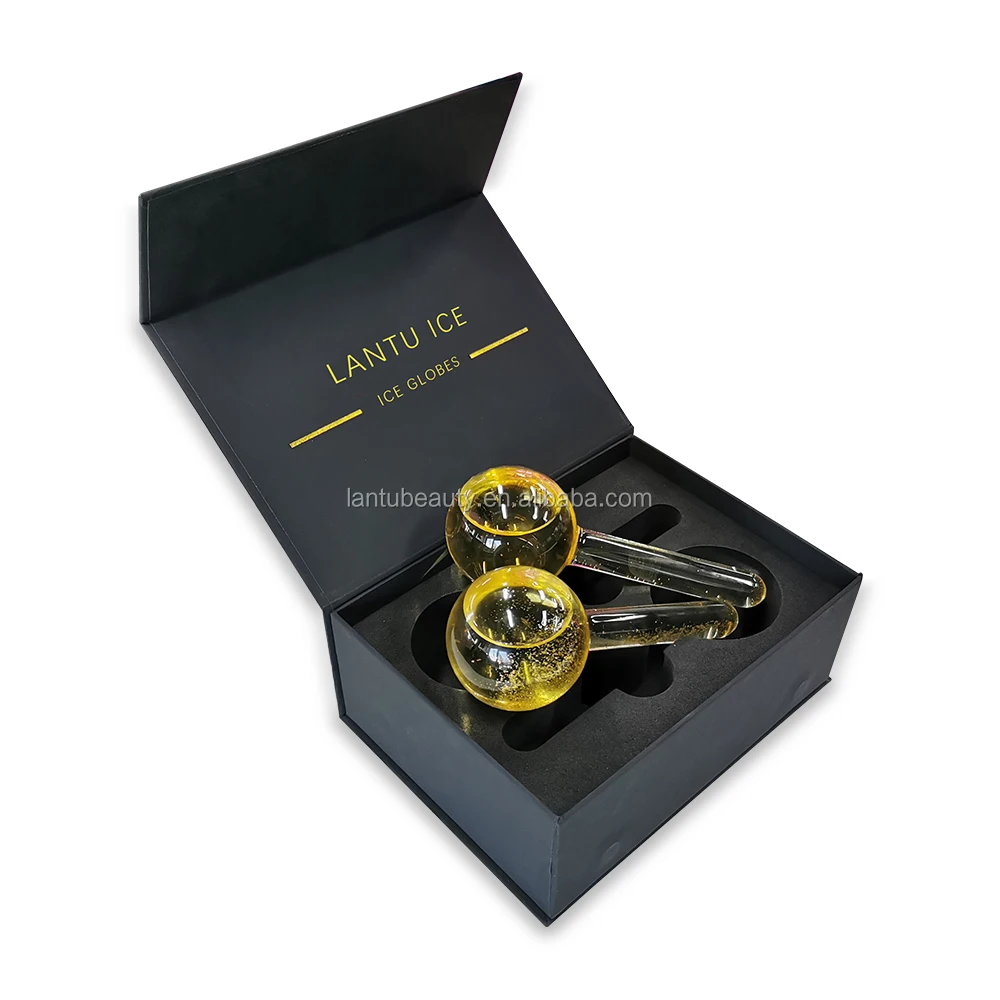 custom glitter and color with small MOQ facial ice balls smart magic cool glod roller massage tools ice globes for face