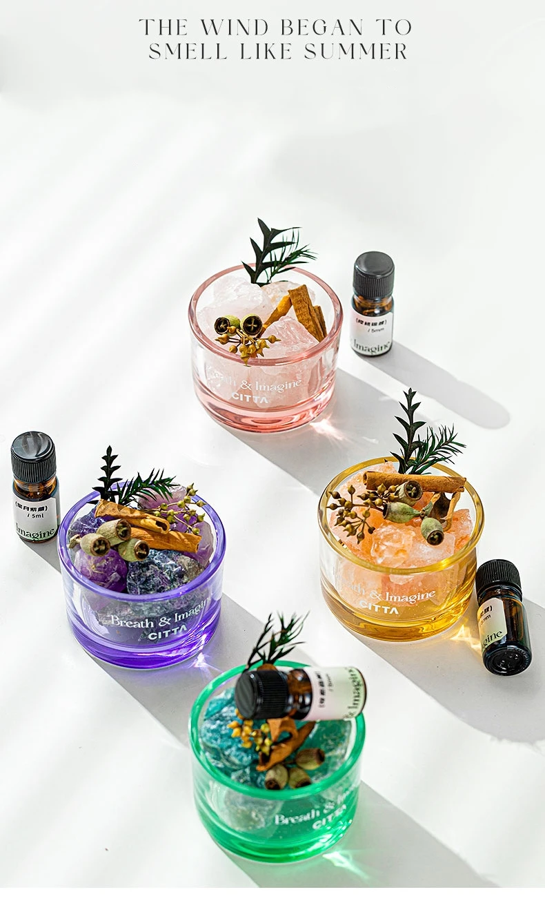 Wholesale Custom Home Decor Natural Fragrance Stone Diffuser Scent Aromatherapy 4 Crystal Rocks With Essential Oil For Gift Set