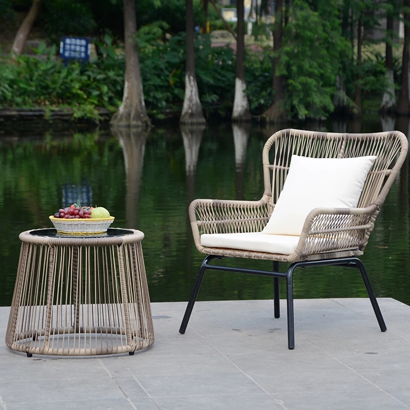 BFP Home Rattan Garden  Sofa Set Modern Style Furniture Coffee Shop Garden Chair Outdoor Patio Furniture Rattan Furniture