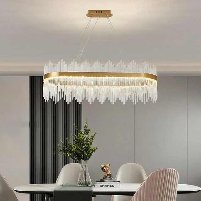 
modern round rectangular luxury fancy light pendente lustre lamparas de techo sala ceiling led crystal chandeliers pendant light 
